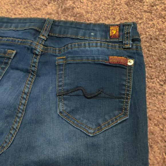 7 For All Mankind Jeans Womens 12 ( 22 x 26 ) Dark Blue Skinny Pants - Picture 1 of 13